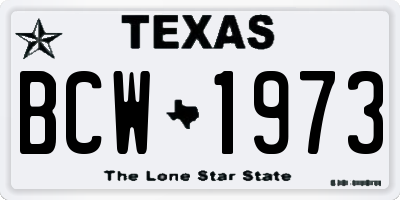 TX license plate BCW1973