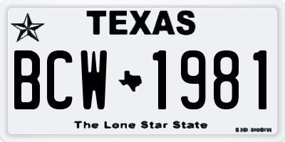 TX license plate BCW1981