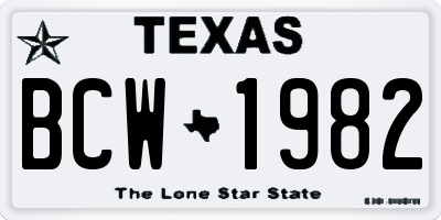 TX license plate BCW1982