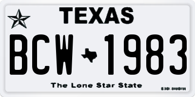 TX license plate BCW1983