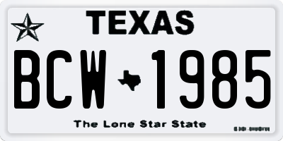 TX license plate BCW1985