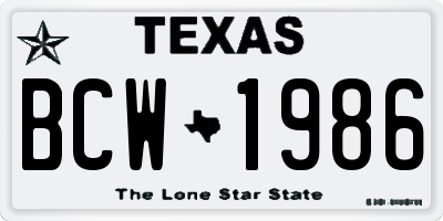TX license plate BCW1986