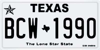 TX license plate BCW1990