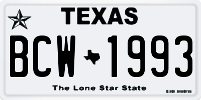 TX license plate BCW1993