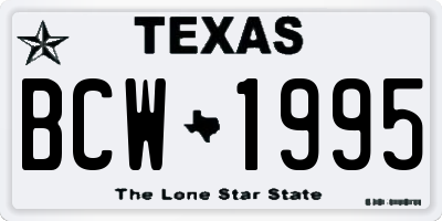 TX license plate BCW1995