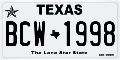TX license plate BCW1998