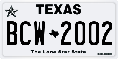 TX license plate BCW2002