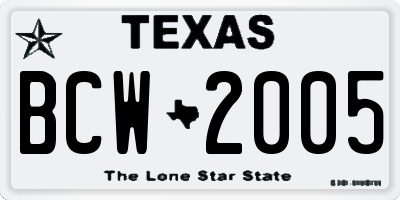 TX license plate BCW2005