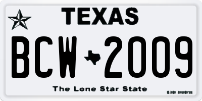 TX license plate BCW2009