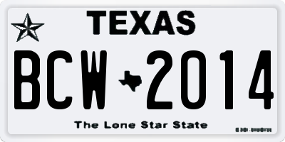 TX license plate BCW2014