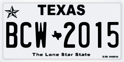 TX license plate BCW2015