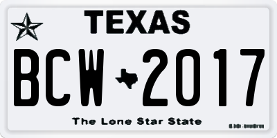 TX license plate BCW2017