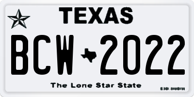 TX license plate BCW2022