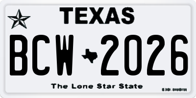 TX license plate BCW2026