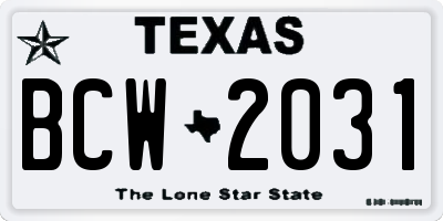 TX license plate BCW2031