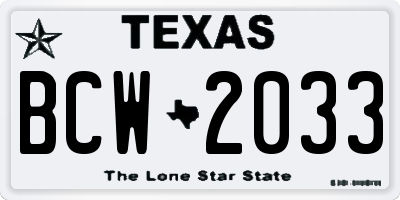 TX license plate BCW2033