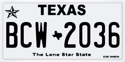 TX license plate BCW2036
