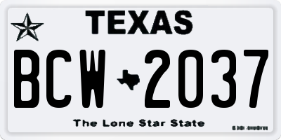 TX license plate BCW2037