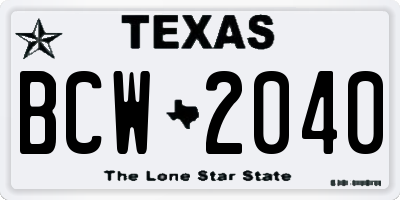 TX license plate BCW2040