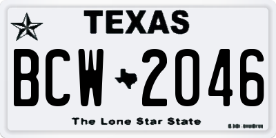 TX license plate BCW2046