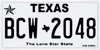 TX license plate BCW2048