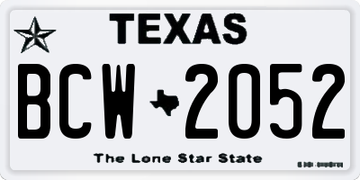 TX license plate BCW2052