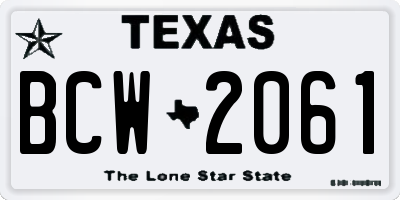 TX license plate BCW2061