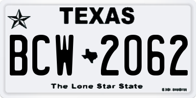 TX license plate BCW2062