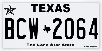 TX license plate BCW2064