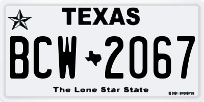 TX license plate BCW2067