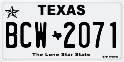TX license plate BCW2071