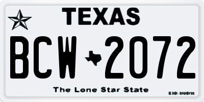 TX license plate BCW2072