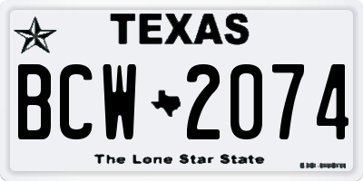 TX license plate BCW2074