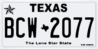 TX license plate BCW2077