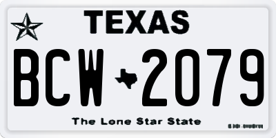 TX license plate BCW2079