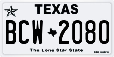 TX license plate BCW2080