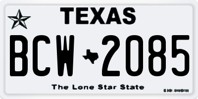 TX license plate BCW2085