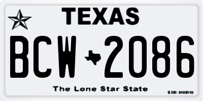 TX license plate BCW2086