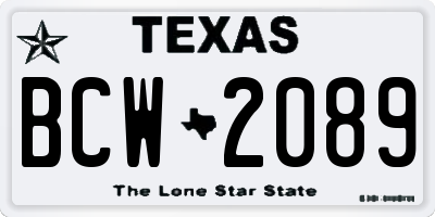TX license plate BCW2089