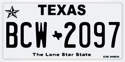 TX license plate BCW2097