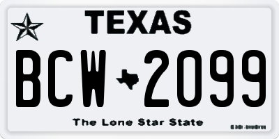 TX license plate BCW2099