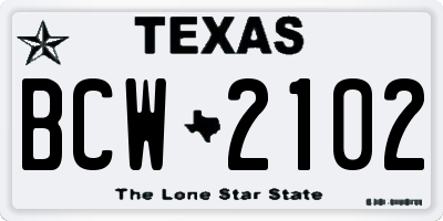 TX license plate BCW2102