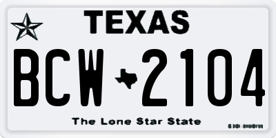TX license plate BCW2104