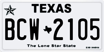 TX license plate BCW2105