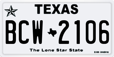TX license plate BCW2106