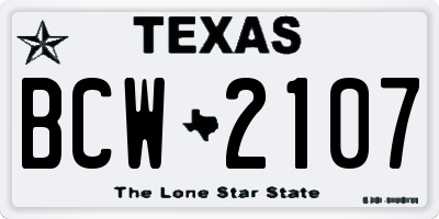 TX license plate BCW2107