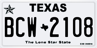 TX license plate BCW2108