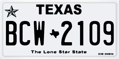TX license plate BCW2109