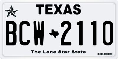TX license plate BCW2110