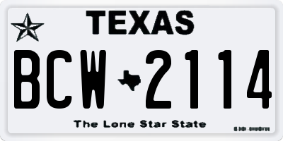 TX license plate BCW2114